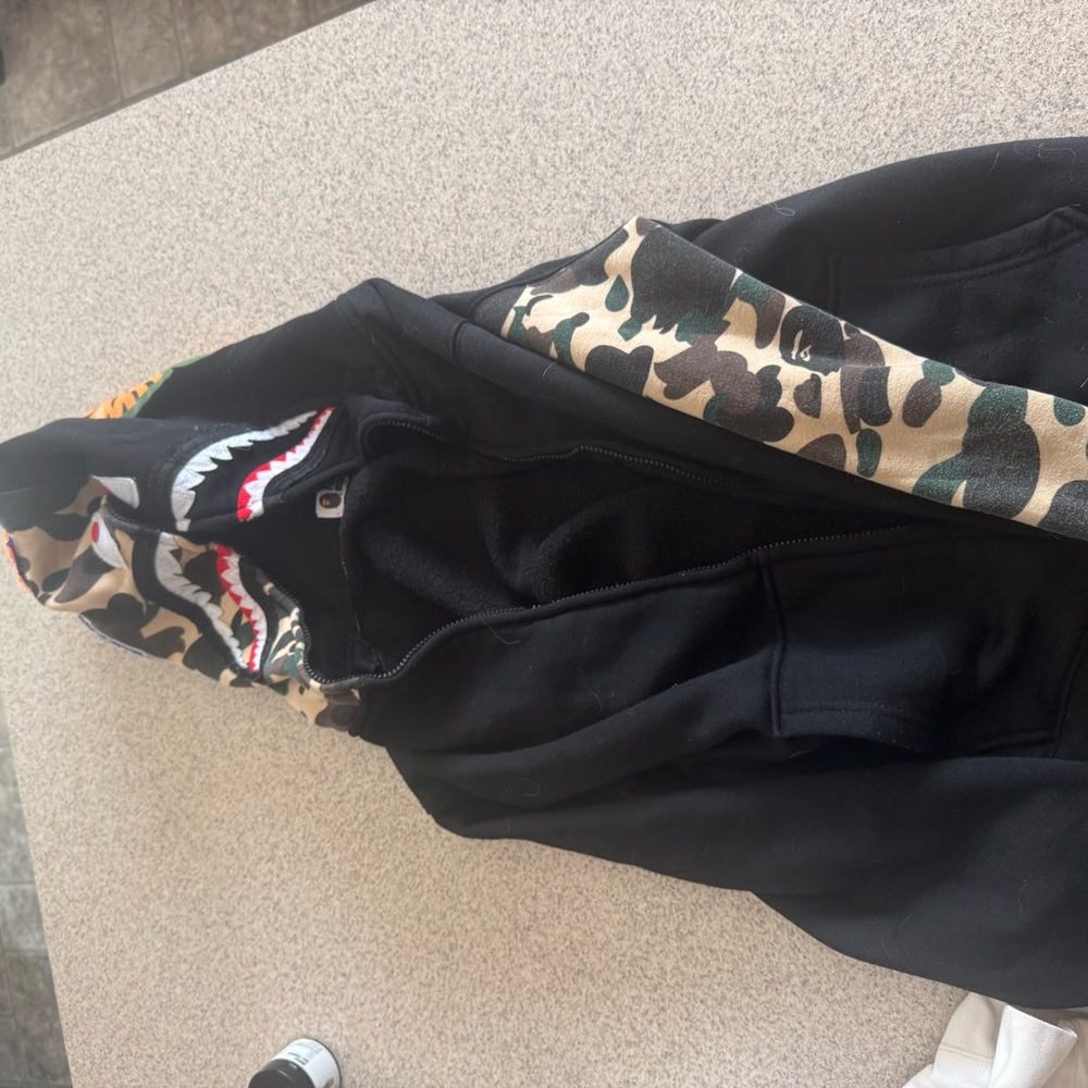 Bape Black Hoodie with Gray and Red Accents